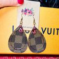 Louis Vuitton Accessories | Louis Vuitton Damier Ebene Dangle Earrings Handmade Swarovski | Color: Brown | Size: Os