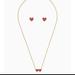 Kate Spade Jewelry | Kate Spade Yours Truly Set Valentine's Red Hearts With Gold Necklace & Earrings | Color: Gold/Red | Size: Os