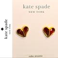 Kate Spade Jewelry | Kate Spade New York Heart Shaped Earrings Nwt | Color: Gold/Red | Size: Os