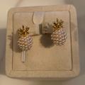 Anthropologie Jewelry | Cute Gold Tone And Faux Pearl Pineapple Earring | Color: Gold/White | Size: Os