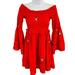 Free People Dresses | Free People Boho Counting Daisies Embroidered Off The Shoulder Mini Dress Top | Color: Red | Size: S