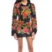 Free People Dresses | Free People Long Sleeve Floral Black Red Dress Xs | Color: Black/Red | Size: Xs