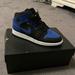 Nike Shoes | Air Jordan 1 Mid Black/Hyper Royal-White | Color: Black/White | Size: 7 Youth