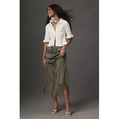 Maeve Ruffle Button-Front Top