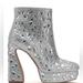 Jessica Simpson Shoes | Jessica Simpson Dollyi Crystal Embellished Silver Shimmer Platform Bootie, | Color: Silver | Size: 9