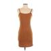 GB Casual Dress - Mini Scoop Neck Sleeveless: Brown Solid Dresses - New - Women's Size Small