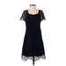 For Love & Lemons Cocktail Dress - A-Line Scoop Neck Short sleeves: Blue Print Dresses - New - Women's Size X-Small