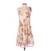 LC Lauren Conrad Casual Dress Scoop Neck Sleeveless: Pink Floral Dresses - Women's Size 4