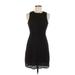 H&M Casual Dress - Mini Mock Sleeveless: Black Grid Dresses - Women's Size 6