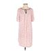 Kate Spade New York Casual Dress - Shift Tie Neck Short sleeves: Pink Polka Dots Dresses - Women's Size X-Small