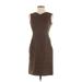 Talbots Casual Dress - Sheath V-Neck Sleeveless: Brown Print Dresses - Women's Size 2 Petite