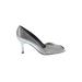 Stuart Weitzman Heels: Pumps Stilleto Cocktail Party Silver Shoes - Women's Size 7 1/2 - Almond Toe