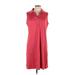 Lands' End Casual Dress - Shirtdress: Red Solid Dresses - Women's Size Large