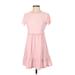 As U Wish Casual Dress - A-Line Crew Neck Short sleeves: Pink Print Dresses - Women's Size X-Small