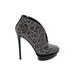 B Brian Atwood Ankle Boots: Silver Leopard Print Shoes - Women's Size 8 - Round Toe