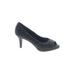 Kelly & Katie Heels: Slip-on Stilleto Cocktail Party Black Print Shoes - Women's Size 9 - Peep Toe