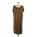 Double Zero Casual Dress - Shift Scoop Neck Short sleeves: Brown Print Dresses - Women's Size Medium