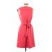 Adrianna Papell Casual Dress - Wrap: Red Solid Dresses - Women's Size 8