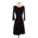 New York & Company Casual Dress - Fit & Flare: Black Stripes Dresses - Women's Size X-Small