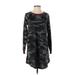 Kensie Casual Dress - Shift Crew Neck 3/4 sleeves: Black Camo Dresses - Women's Size Small