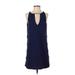 Parker Casual Dress - Mini Plunge Sleeveless: Blue Solid Dresses - Women's Size X-Small