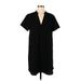 Lush Casual Dress - Shift V Neck Short sleeves: Black Solid Dresses - Women's Size Medium