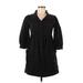 French Connection Casual Dress - Shirtdress Collared 3/4 sleeves: Black Print Dresses - Women's Size 8