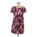 Old Navy Casual Dress - Mini Scoop Neck Short sleeves: Purple Floral Dresses - Women's Size Medium Petite