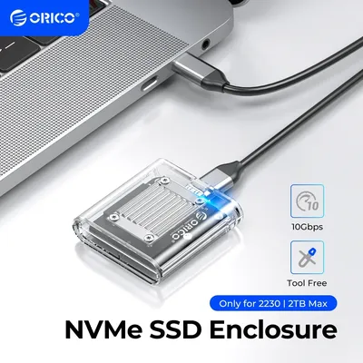 ORICO-Boîtier SSD NVMe Mini M.2 vers USB Type C 10Gbps adaptateur externe transparent pour PCIe