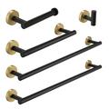 KIKO HOME 5-Piece Bathroom Hardware Set Wall Mounted Bathroom Accessories Set Stainless Steel Towel Bar Set Metal in Yellow/Black | Wayfair