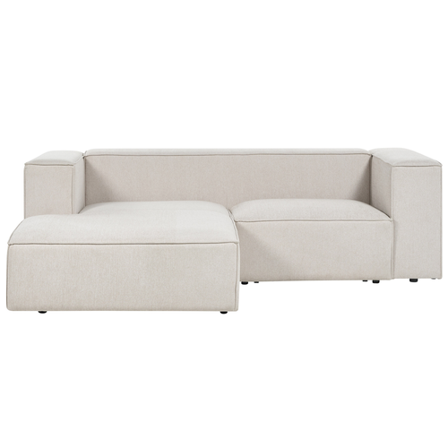 Ecksofa Beige Stoff L-förmig 2-Sitzer Sofa mit Chaiselongue Rechtsseitig Wohnzimmermöbel Modern Wohnzimmer Ausstattung Wohnecke Sitzecke