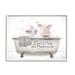 Stupell Industries Az-257-Framed Hog Bathroom Pigs Canvas in Gray | 11 H x 14 W x 1.5 D in | Wayfair az-257_wfr_11x14