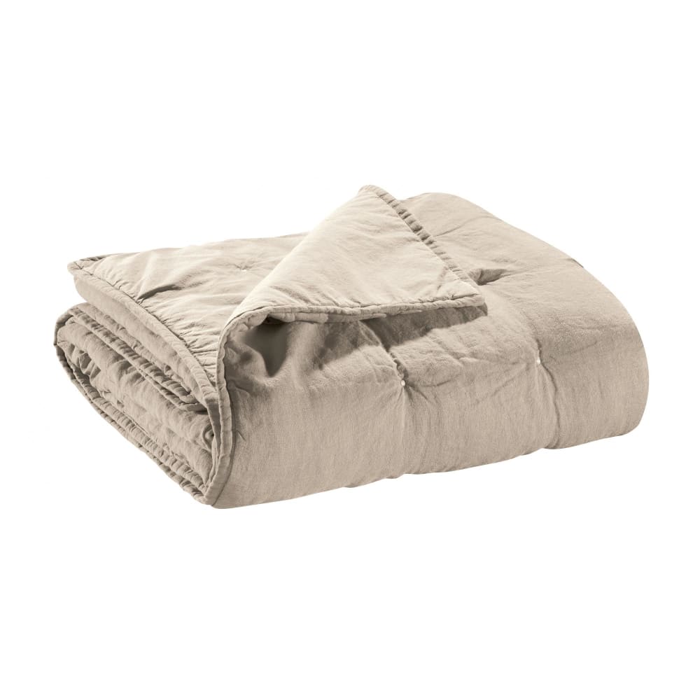 Chemin de lit stonewashed en lin naturel 90 x 240 cm