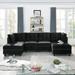 U shape Modular Sectional Sofa,DIY Combination,includes Seven Single Chair,Four Corner and One Ottoman,Black Velvet.