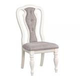 Fil 23 Inch Dining Side Chair Set of 2, Tufted Gray Fabric, Queen Anne