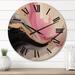 Designart "Wild Promises Abstract Gold Wave Pink And Black" Abstract Painting Oversized Wood Wall Clock
