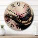 Designart "Abstract Gold Wave Pink And Black I" Abstract Oversized Wood Wall Clock