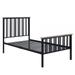 Nori Twin Bed with Slatted Metal Frame, MDF, Antique Oak Brown and Black