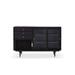 3-Doors Wooden Glass Door Dining Server Buffet Storage Cabinet with 3 Drawers