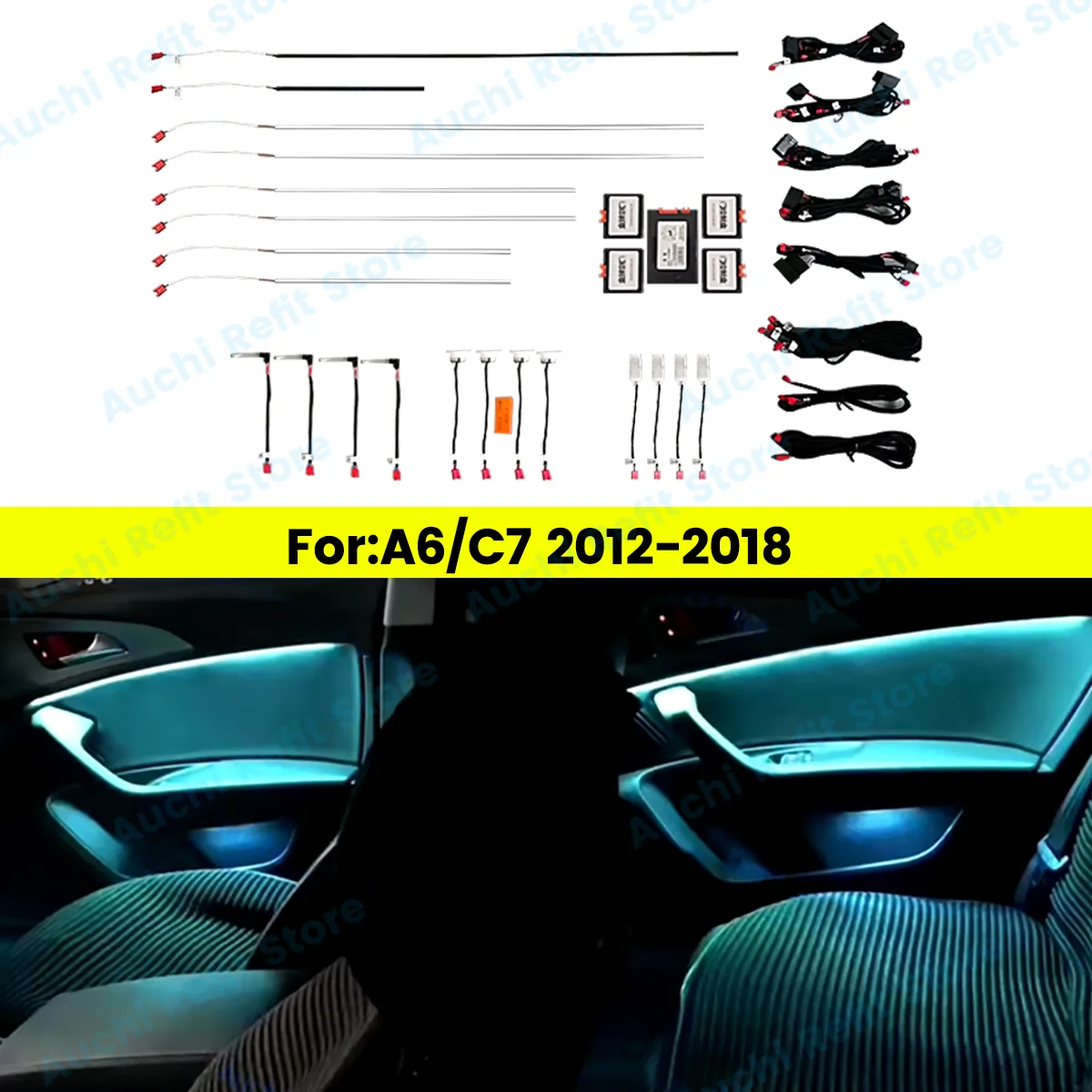 21 Farben LED Umgebungs licht für Audi A6 C7 2012-2016 Auto Innendekoration Atmosphäre Lampe Mi Bluetooth App Control Refit Teil Image