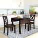3-Piece Wood Breakfast Nook Dining Table Set with Drop Leaf Rectangular Dining Table & Cross Back Dining Chair, for Living Room