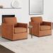 Arm Chair - Wade Logan® Benten Wide Swivel Arm Chair Wood/Polyester/Fabric in Brown | 38.9 H x 29.9 W x 33.1 D in | Wayfair