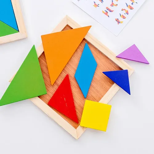 Holz Puzzle Spielzeug für Kinder Bunte Geometrische Tangrams Puzzles Boards Spielzeug Kinder Früh