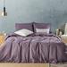 Purple Washed Cotton Duvet Cover Set, 3 Pieces Soft Bedding Set