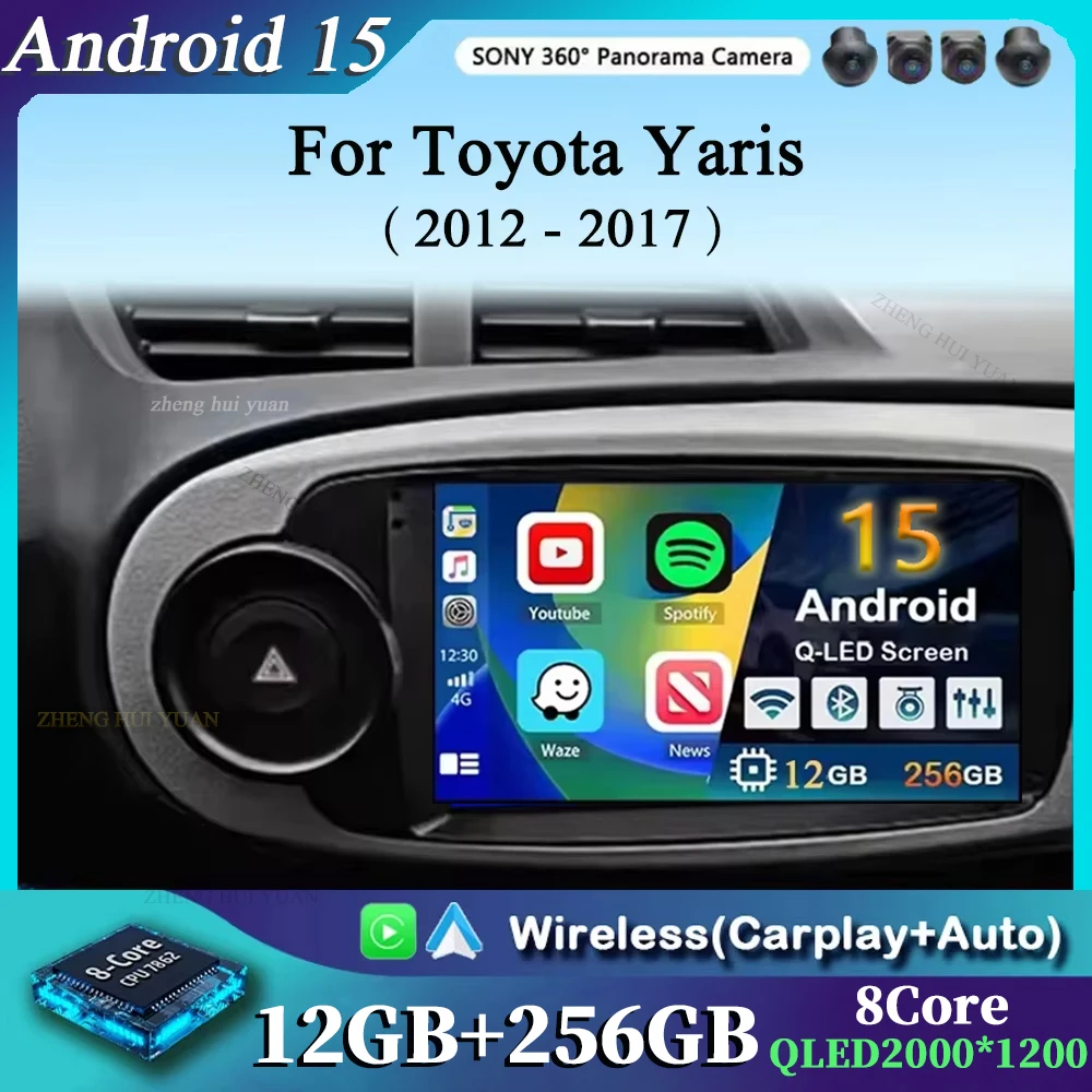 Android 15 Auto Radio Autoradio Für Toyota Yaris 2012-2017 GPS Navigation Multimedia Player Carplay Stereo 2 Din DVD WIFI + 4G BT