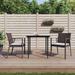 vidaXL Patio Dining Set Table and Chair with Cushions Poly Rattan and Steel