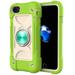 for iPhone 6 Plus / 6S Plus Case with Ring Stand Heavy Duty Military Grade Rugged Shockproof Silicone Rubber Magnetic Kickstand Holder Case for Women Girls For iPhone 6 Plus / 6S Plus Green+White