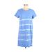 Universal Thread Casual Dress - Shift Crew Neck Short sleeves: Blue Print Dresses - Women's Size Medium