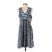 Isle By Melis Kozan Casual Dress - A-Line V Neck Sleeveless: Blue Dresses - Women's Size 5