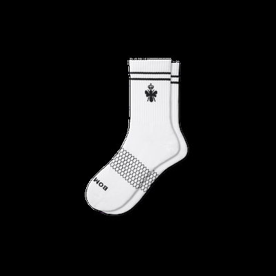 Men's Original Half Calf Socks - White Black - Large - Bombas